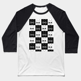 Black & White Cat Pattern Baseball T-Shirt